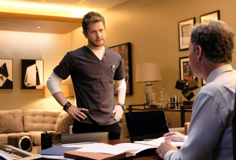 THE RESIDENT: L-R: Matt Czuchry and Bruce Greenwood in the 