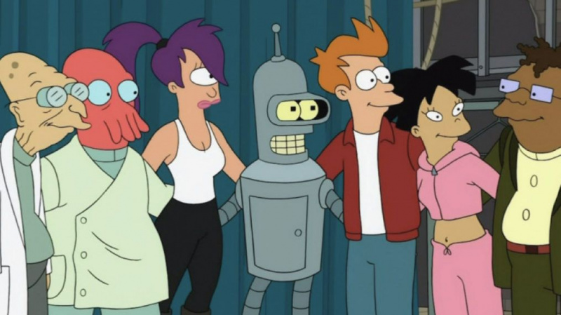 Lela, Fry, Bender un visi Planetary Express