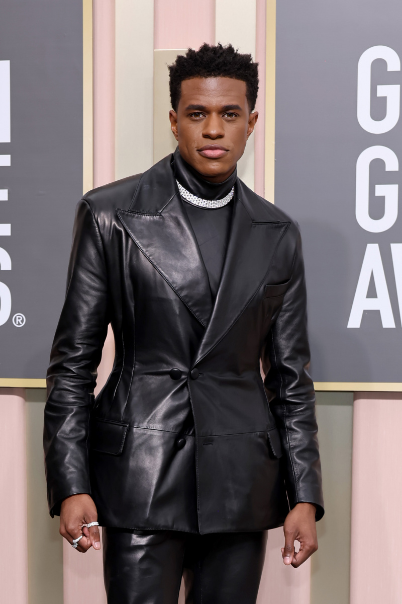   Jeremy Pope participa do 80º Prêmio Anual do Globo de Ouro no The Beverly Hilton em 10 de janeiro de 2023 em Beverly Hills, Califórnia