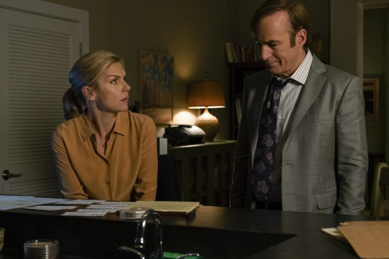 Rhea Seehorn as Kim Wexler, Bob Odenkirk as Jimmy McGill - Better Call Saul _ Season 4, Episode 10 - Photo Credit: Nicole Wilder/AMC/Sony Pictures Television