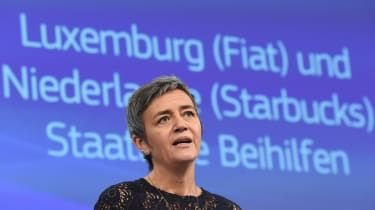 Evropska komisarka za konkurenco Margrethe Vestager na tiskovni konferenci o odločitvi EU o določitvi predloge za izterjavo neplačanih davkov in preprečevanje izogibanja davkom s strani multinat