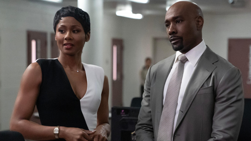   Emayatzy Corinealdi și Morris Chestnut ca Jax și Corey în Reasonable Doubt sezonul 2