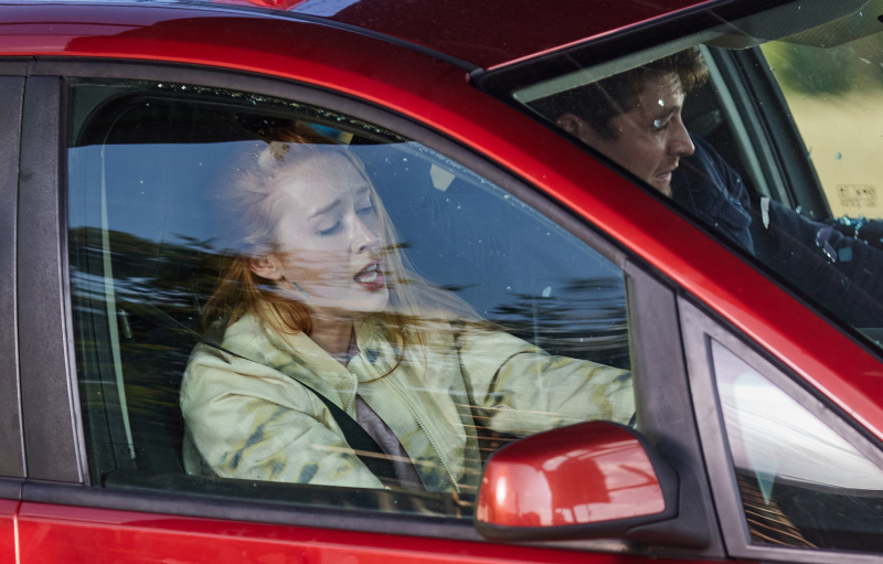   Chloe's car is hit by an oncoming vehicle