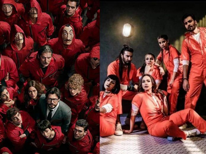 Pakistaanse acteurs poseerden voor een fotoshoot vergelijkbaar met Money Heist