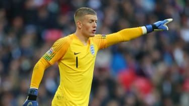 Evertons målvakt Jordan Pickford i aktion för England på Wembley Stadium