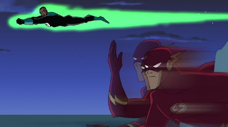 DC Animated Universe — The Flash en Green Lantern in actie van Justice League Unlimited