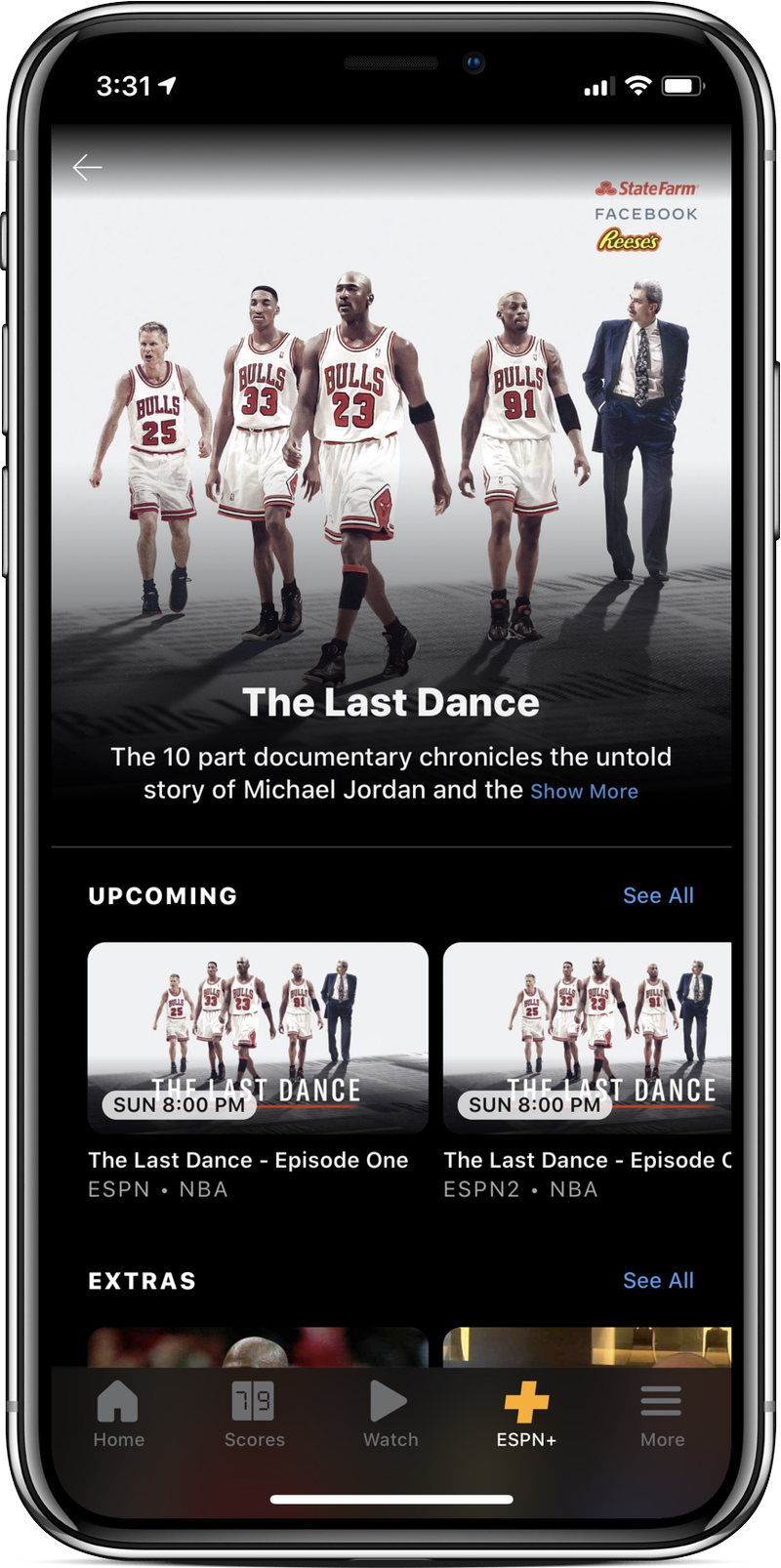 iPhoneのESPNアプリの最後のダンスページ