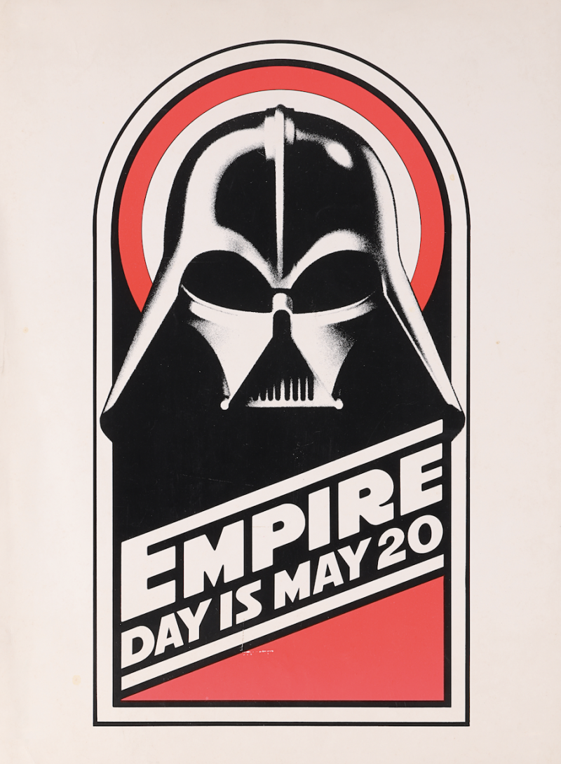  The Empire Strikes Back-filmplakat med Darth Vader's mask and the phrase "Empire Day is May 20"