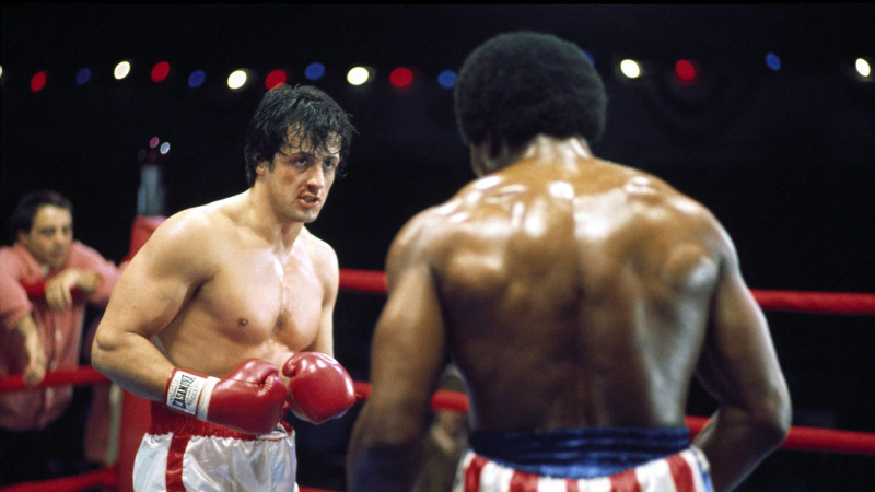   Sylvester Stallone a Carl Weathers v Rocky