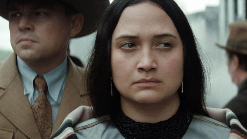   Leonardo DiCaprio e Lily Gladstone em Assassinos da Lua das Flores