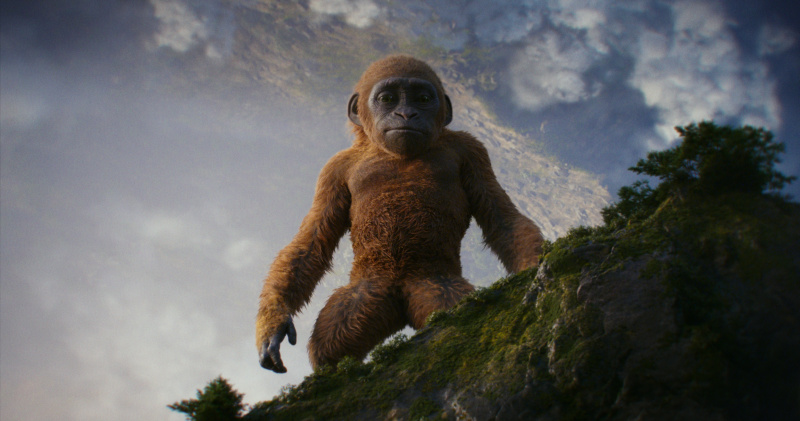   Suko, Godzilla x Kong: The New Empire'da bir uçurumun tepesinde duruyor