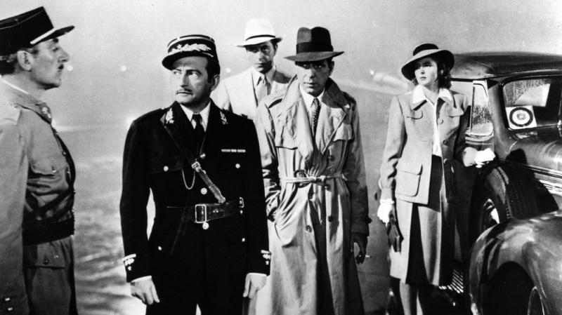   Claude Rains, Paul Henreid, Humphrey Bogart und Ingrid Bergman in Casablanca