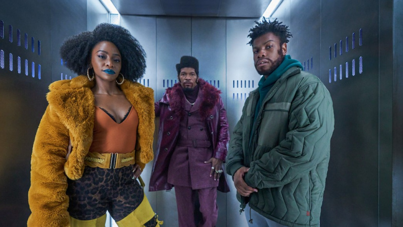   Οι Teyonah Parris, Jamie Foxx και John Boyega στο They Cloned Tyrone