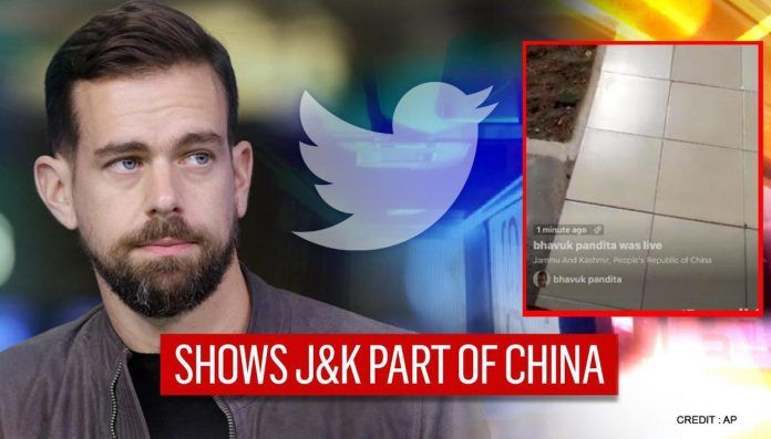 Twitter ลงน้ำร้อนหลังจาก J-K แสดงเป็นดินแดนของจีน