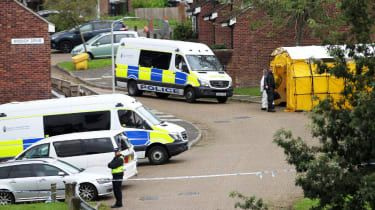 Policja na miejscu zdarzenia na Biddick Drive w Plymouth