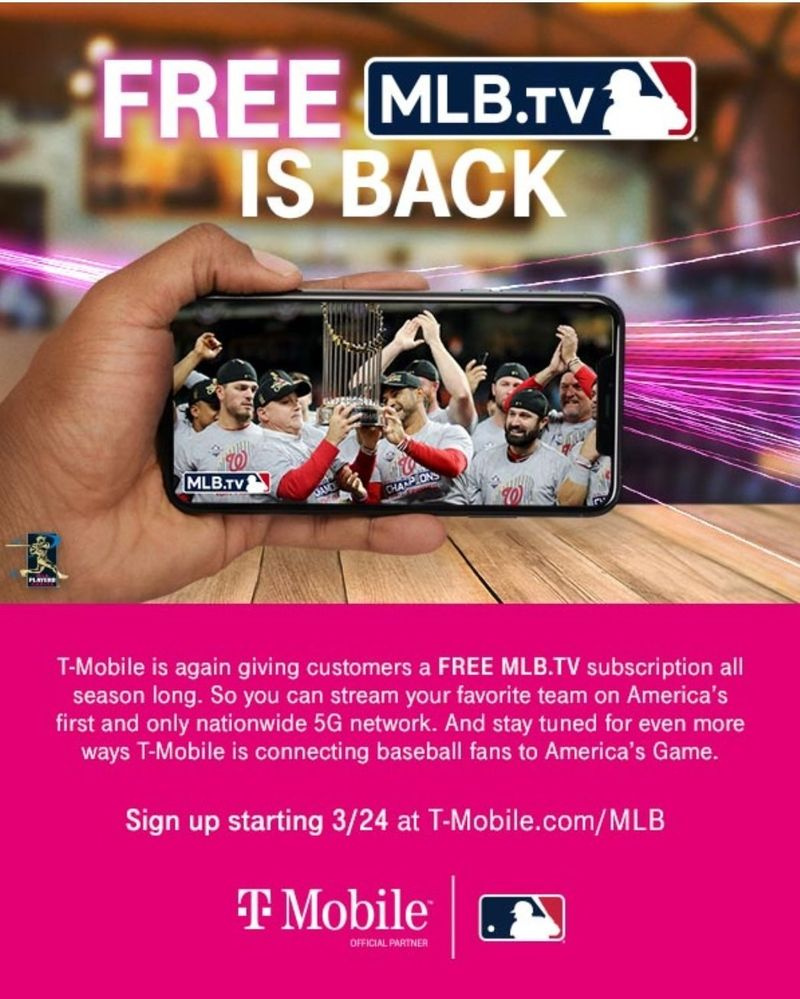 Oferta gratuită MLB.tv a T-Mobile revine pentru sezonul 2020