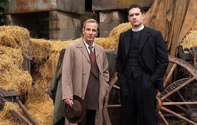Geordie Keating (Robson Green) e Will Davenport (Tom Brittany) em Grantchester