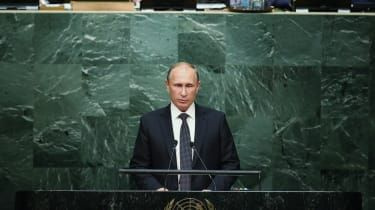 Vladimir Putin talar i FN:s generalförsamling.