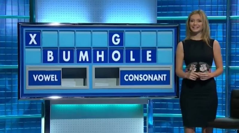 Screengrab da Countdown che mostra la parola bumhole