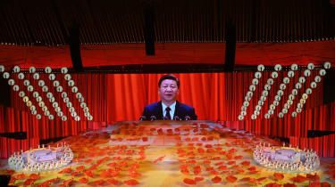 Xi Jinping on a screen