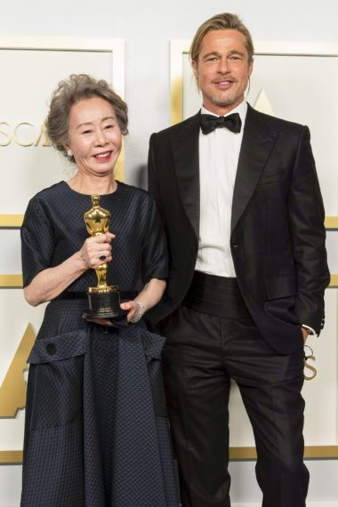 Oscars 2021 Backstage Yuh-Jung Youn Brad Pitt
