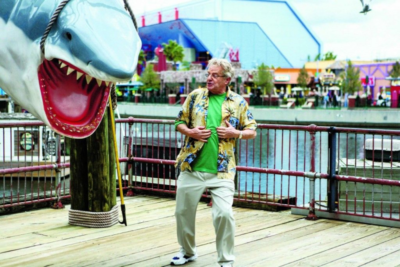 SHARKNADO 3: OH HELL NO! -- Pictured: Jerry Springer as Manic Tourist -- (Photo by: Raymond Liu/Syfy)
