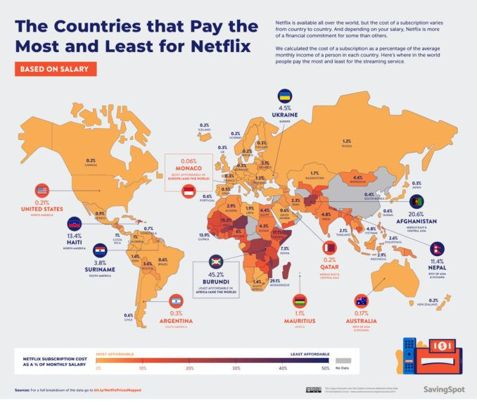 Netflix Prices Based on Salary World Map