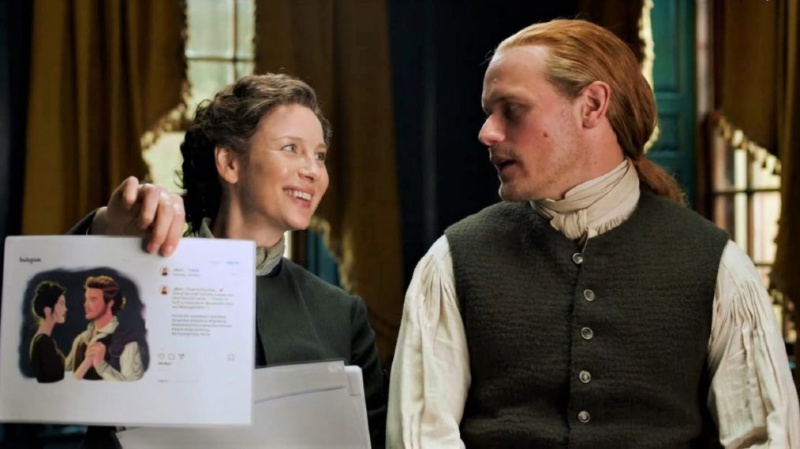 Caitriona Balfe ir Sam Heughan žavisi fanų menu „Outlander“ 6 sezono rinkinyje (VIDEO)
