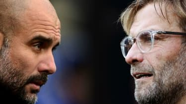 Pep Guardiola, antrenorul lui Manchester City, și șeful lui Liverpool, Jurgen Klopp