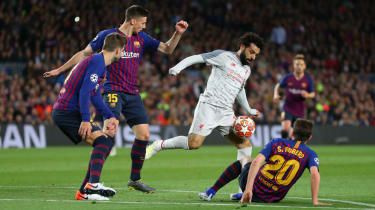 Liverpool-anfallaren Mohamed Salah i aktion mot Barcelona i Champions League