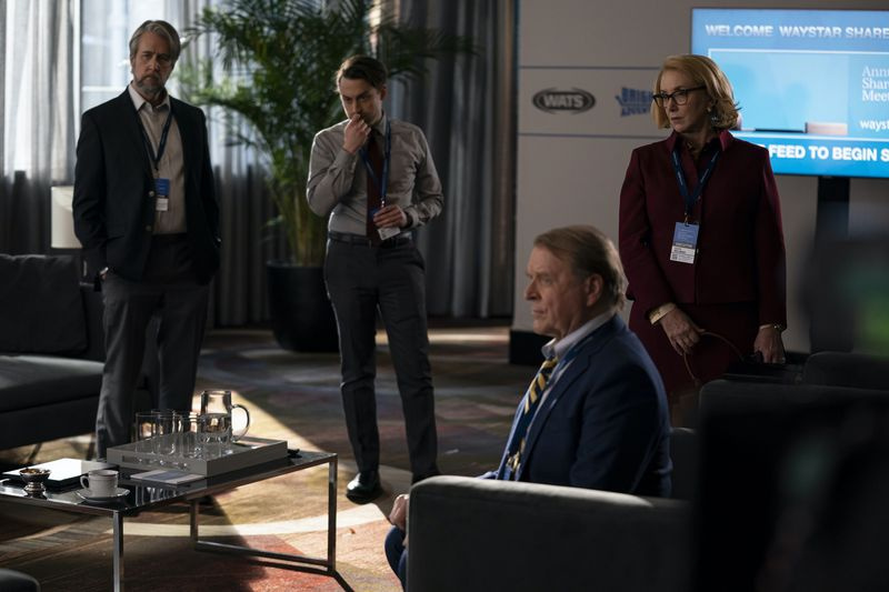 Alan Ruck, Kieran Culkin, J. Smith-Cameron, and David Rasche in Succession