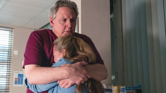 Holby City Sacha comforts Essie