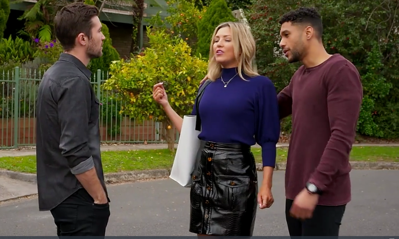 Ned Willis, Amy Greenwood și Levi Canning în Neighbours.