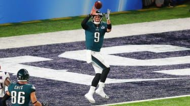 Eagles quarterback Nick Foles fångar sitt rekordsättande touchdown