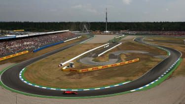 Ferraris Sebastian Vettel kører under kvalifikationen til 2018 F1 German Grand Prix