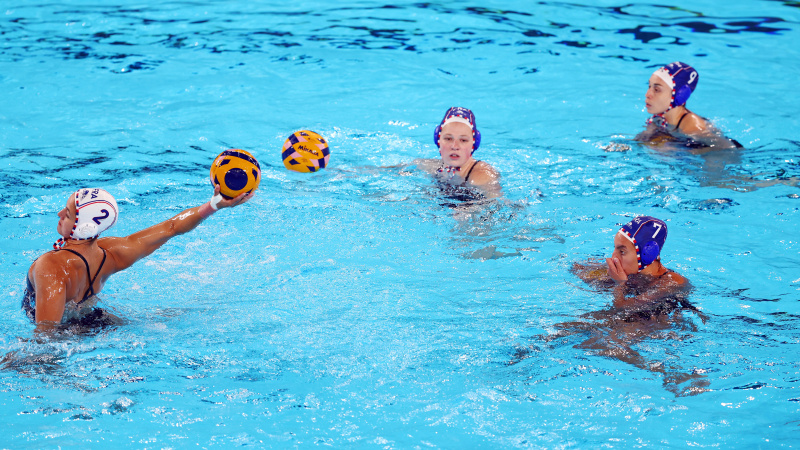 Franţa's water polo team training for the 2024 Summer Olympics.