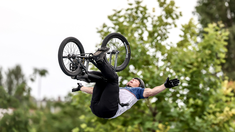 hert's Marcus Christopher in the Olympic BMX Freestyle qualifiers ahead of the 2024 Olympic games.