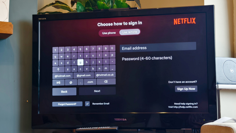   เมนูเข้าสู่ระบบ Netflix บนทีวีที่รองรับ Fire OS