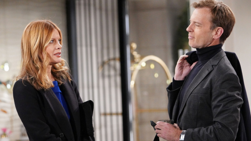   Michelle Stafford และ Trevor St. John ในบท Phyllis และ Tucker เผชิญหน้ากันใน The Young and the Restless
