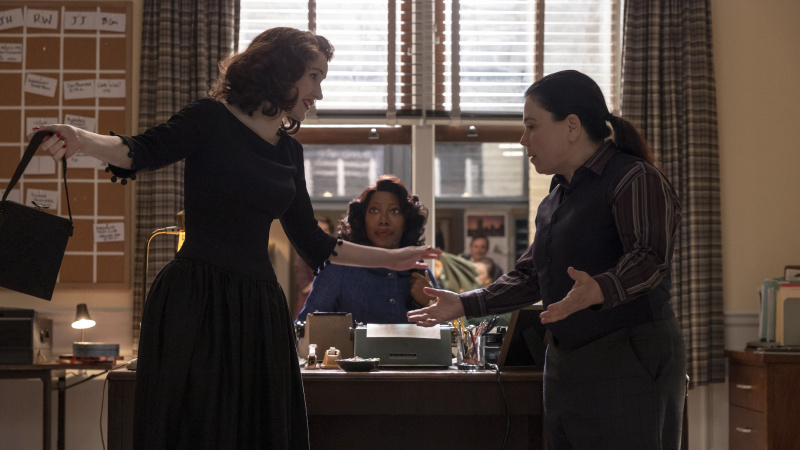   Rachel Brosnahan, Alfie Fuller und Alex Borstein in The Marvelous Mrs. Maisel