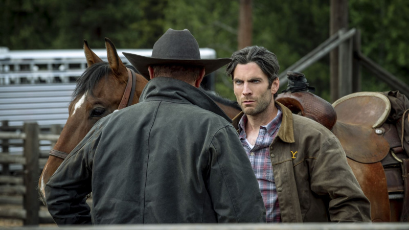  Ο Kevin Costner και ο Wes Bentley στο Yellowstone