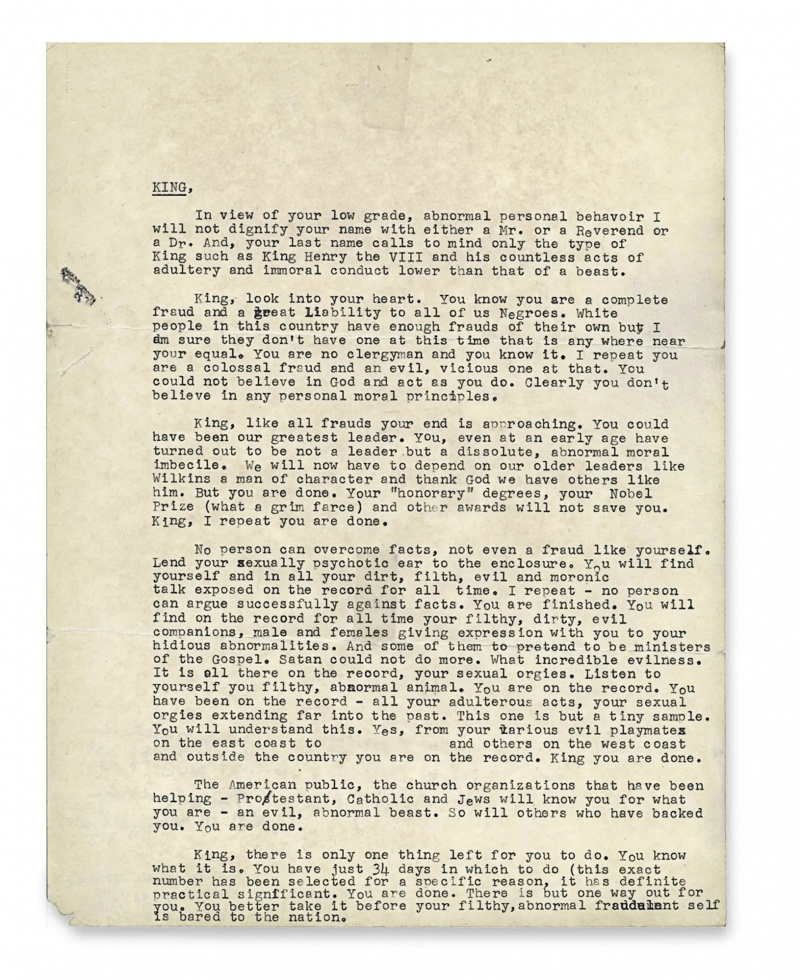   Το διαβόητο"suicide letter" written to Dr. Martin Luther King Jr.