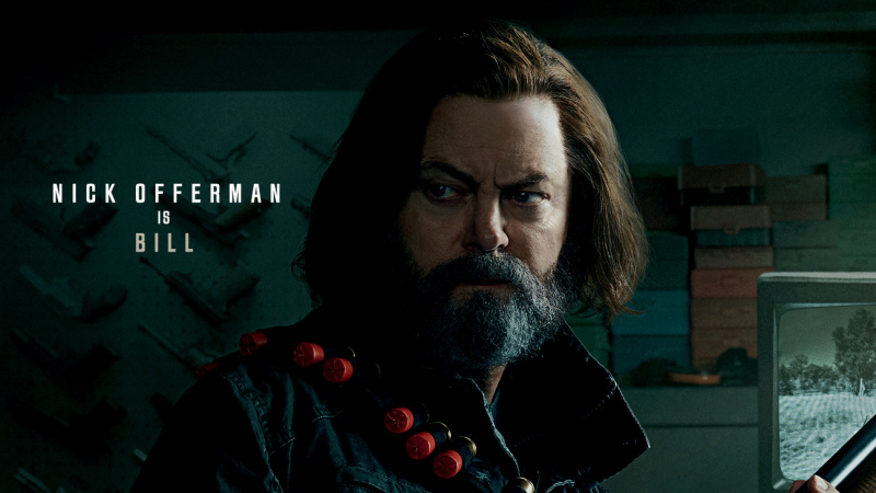   The Last Of Us valatud plakat, millel on jahipüssiga relvastatud Bill (Nick Offerman).