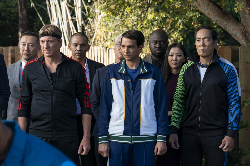   William Zabka, Ralph Macchio et Yuji Okumoto dans le rôle de Johnny, Daniel et Choze