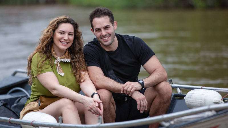  Celebrity Race Across 2024 jakso 1 Kelly Brook ja aviomies Jeremy veneessä