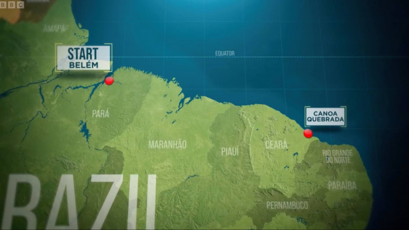   Karte im Celebrity Race Across the World 2024 mit dem ersten Kontrollpunkt Canoa Quebrada