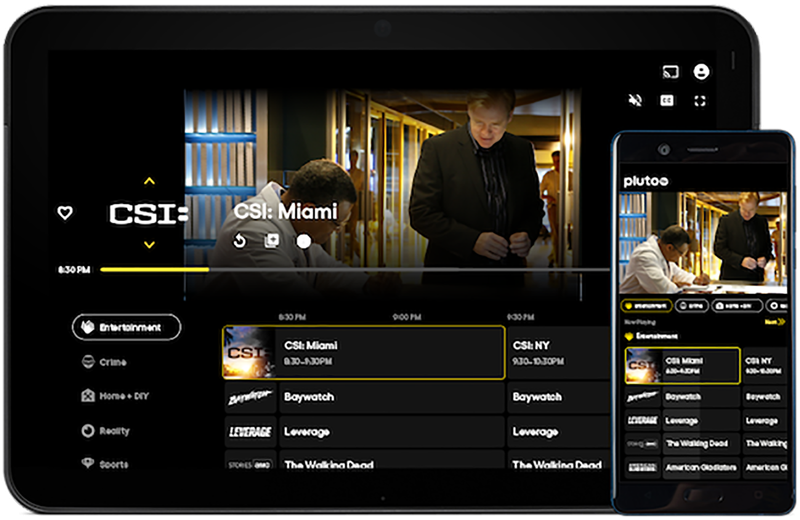 Pluto TV σε tablet και smartphone