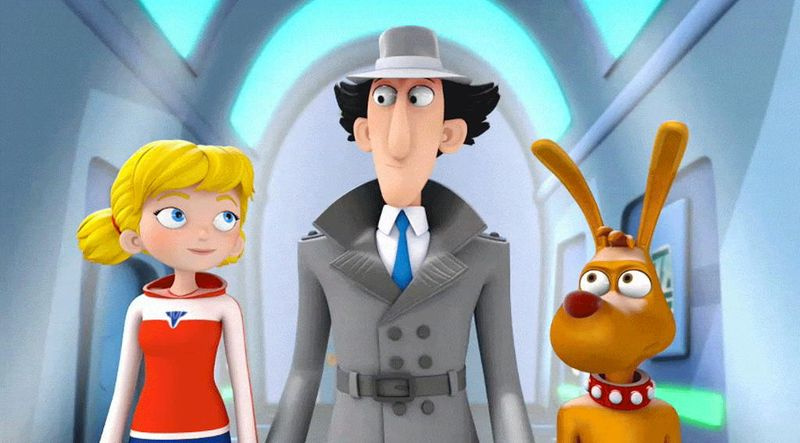Penny, inspectorul Gadget și Brain the dog.